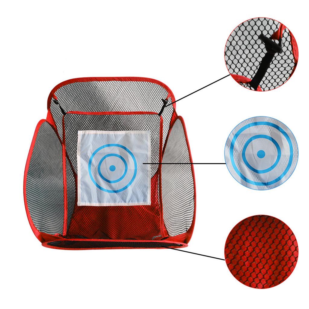 Durable Lawn Outdoor Indoor Adults Beginner Hitting Foldable Chiping Net Backyard Golf Cage Training Aid Exercising Gear - Red