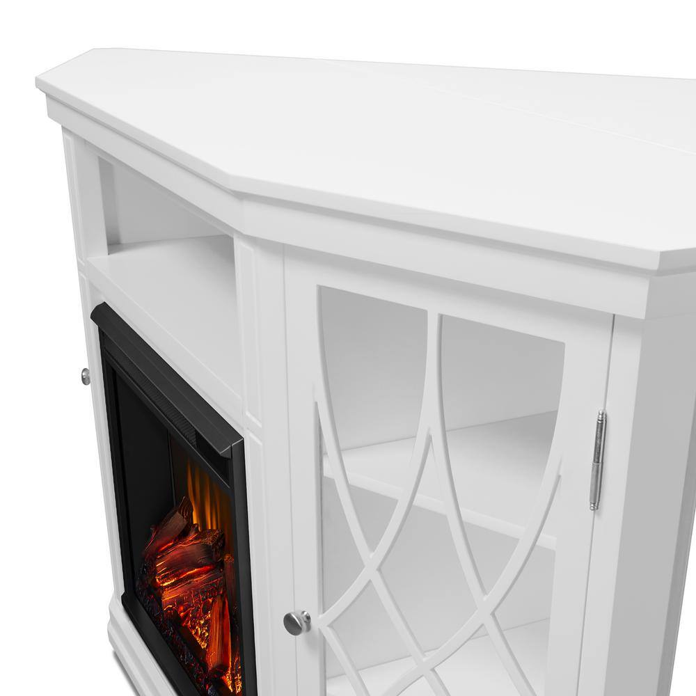 Real Flame Lynette 56 in. Corner Electric Fireplace in White 1750E-W