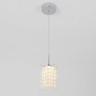 Artika Crystal Cube 5.5-Watt Integrated LED Chrome Modern Hanging Mini Pendant Light Fixture for Kitchen Island or Living Room PDT-1CC