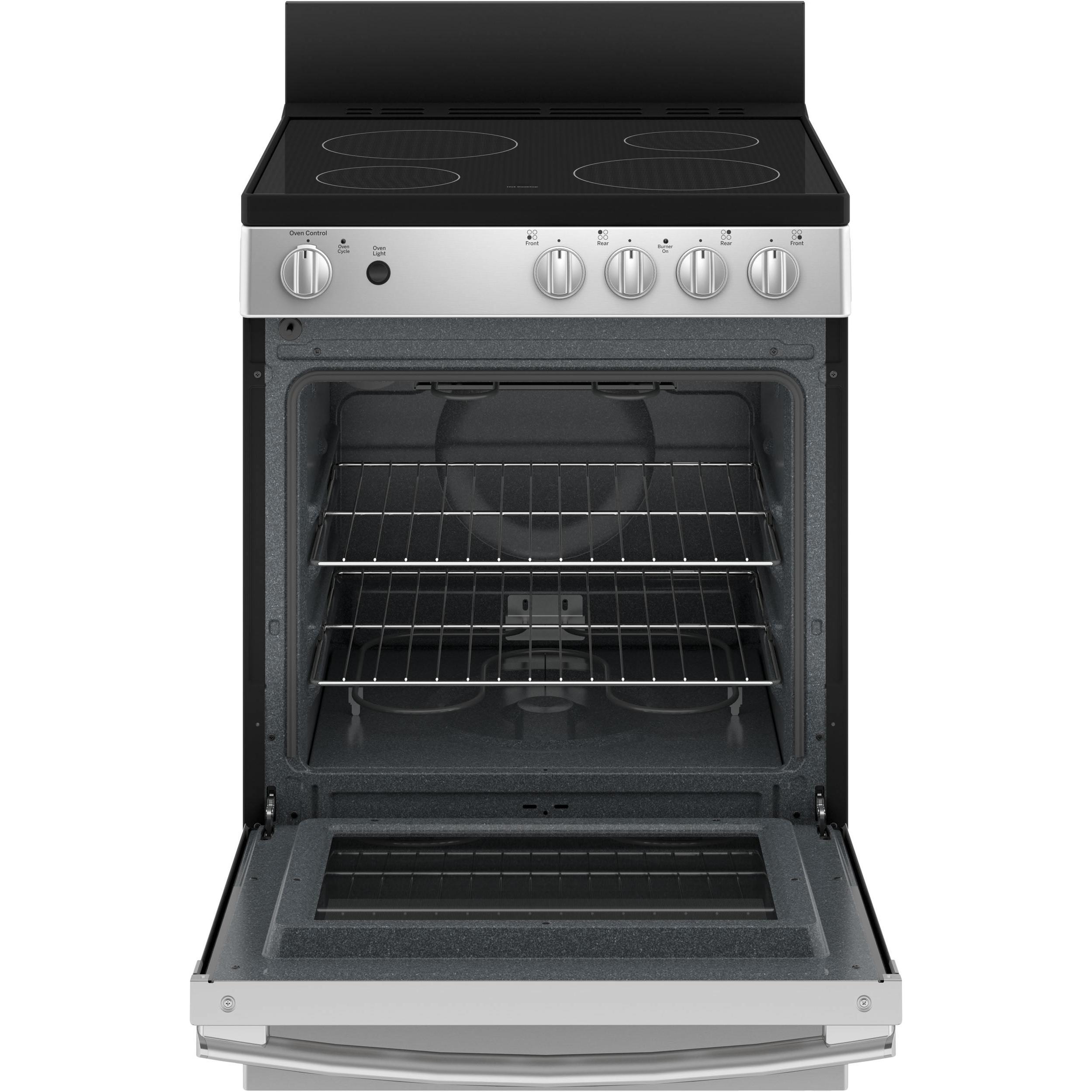 GE 24-inch Freestanding Electric Range with Removable Backguard JCAS640RMSS