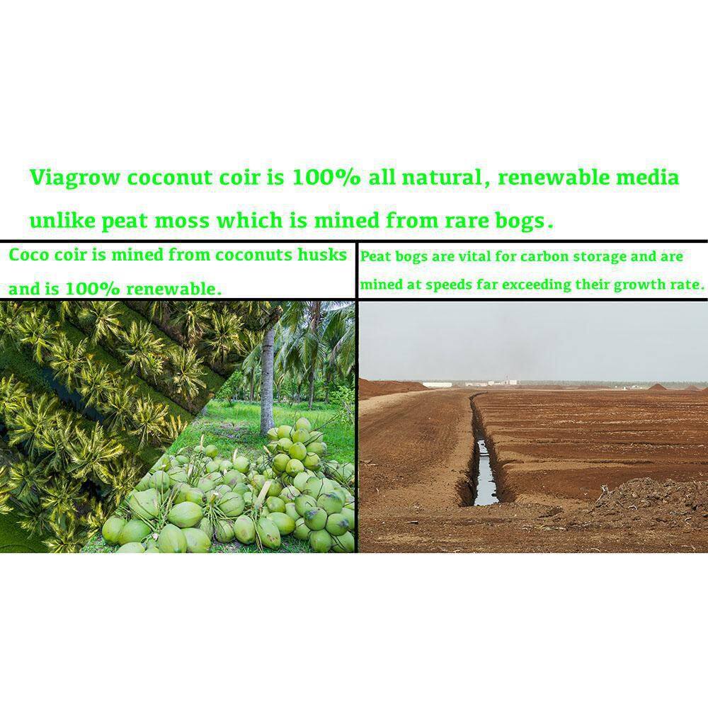 Viagrow 11 lb. (5KG) Coconut Coir Block  1LB earth worm castings Coco Coir and earth worm castings (expands up to 18 gallons) VCCB5-VEWC1