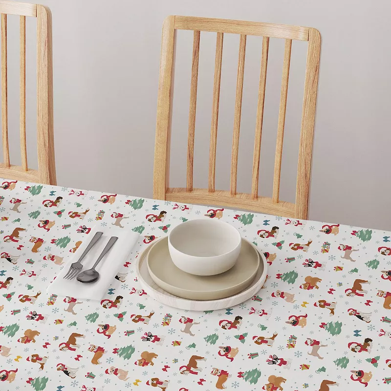 Rectangular Tablecloth， 100% Cotton， 60x104， Holiday Dogs