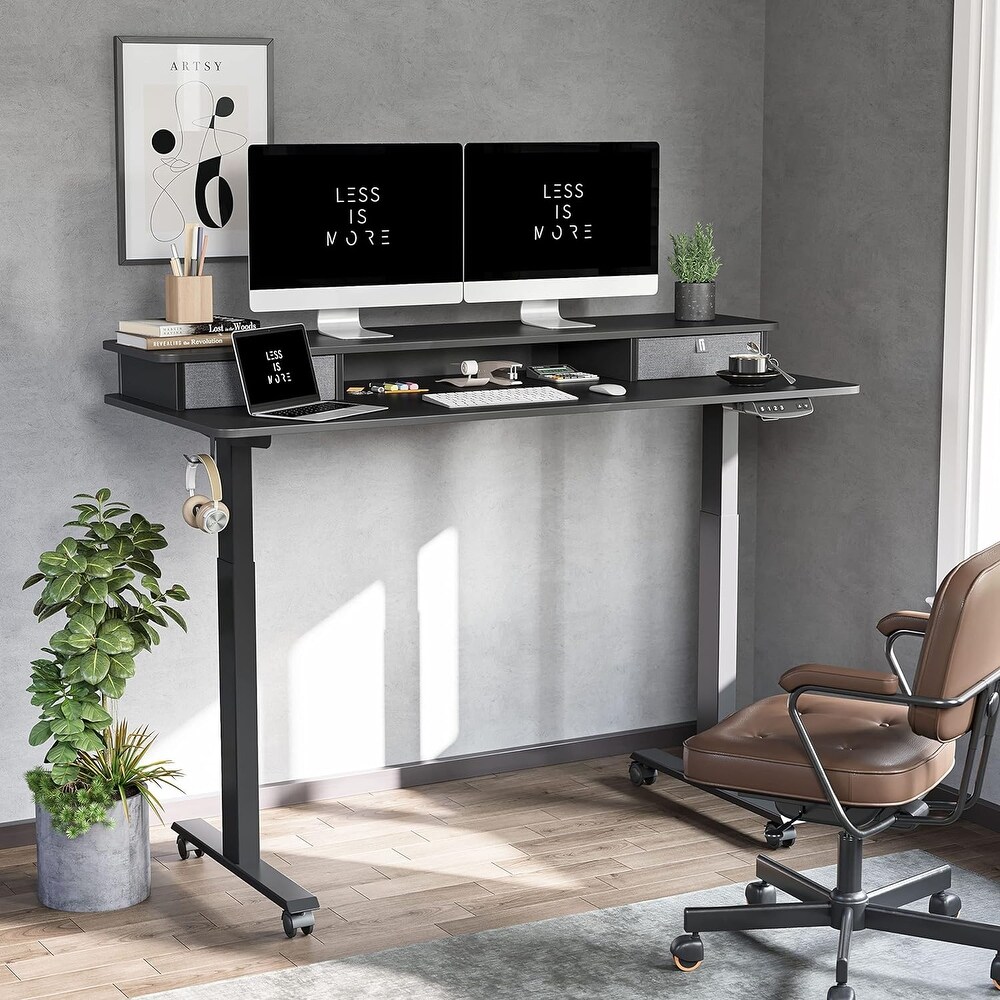 FEZIBO/Home Office Fuirniture/Wood/Standing Desk With 2 Drawers Storage /Desks