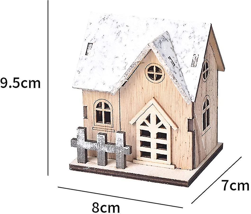 Christmas Decoration Mini Wooden House Illuminated Village Christmas Tree Hanging Lamp