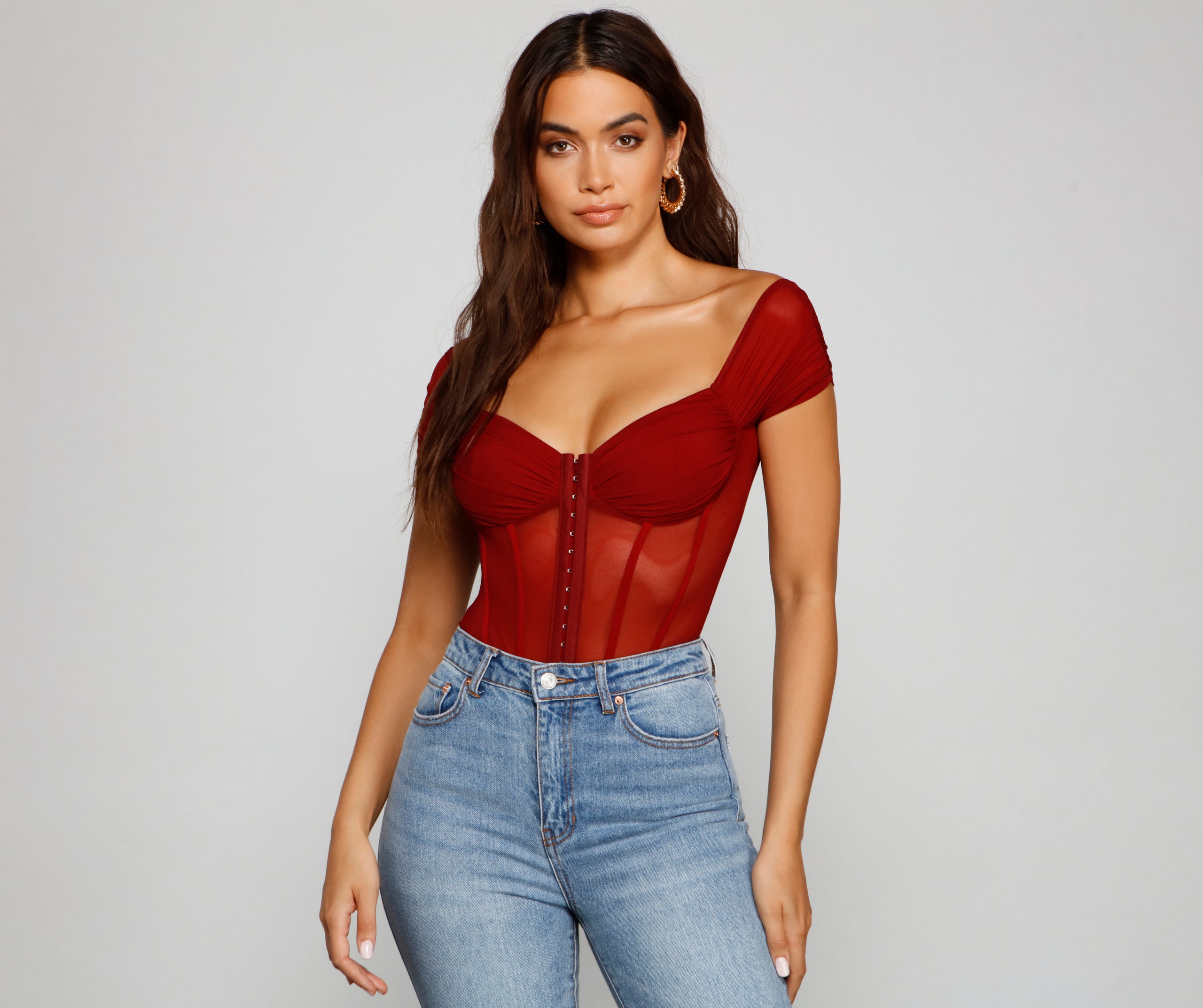 So Chic Mesh Bustier Bodysuit