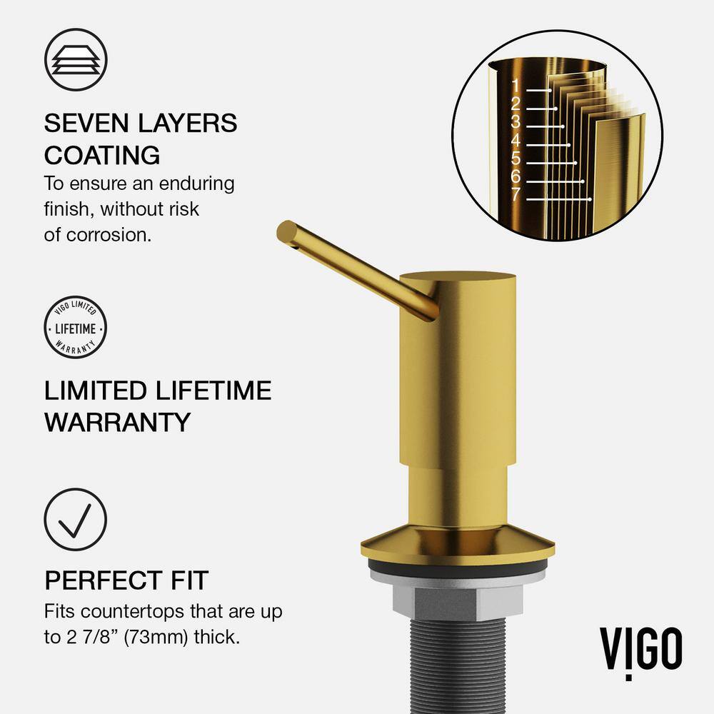 VIGO Greenwich Single Handle Pull-Down Sprayer Kitchen Faucet Set with Soap Dispenser in Matte Brushed Gold VG02029MGK5