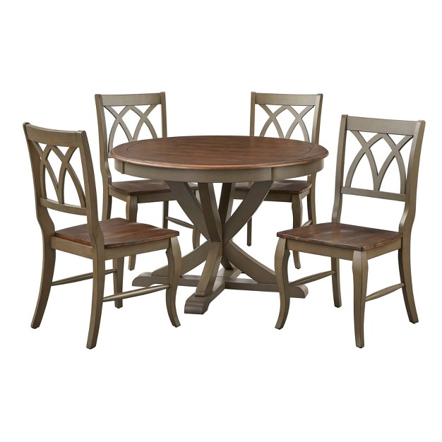 5pc Montauk Round Dining Set Gray oak Buylateral