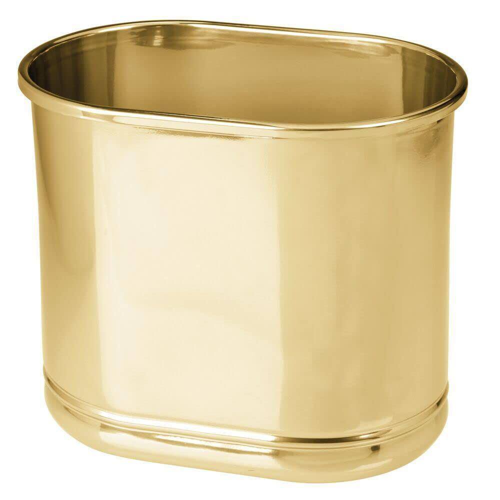 Dracelo Small Metal Oval 2.5 Gal. Trash Can Decorative Wastebasket in Soft Brass B08FCSRTLX