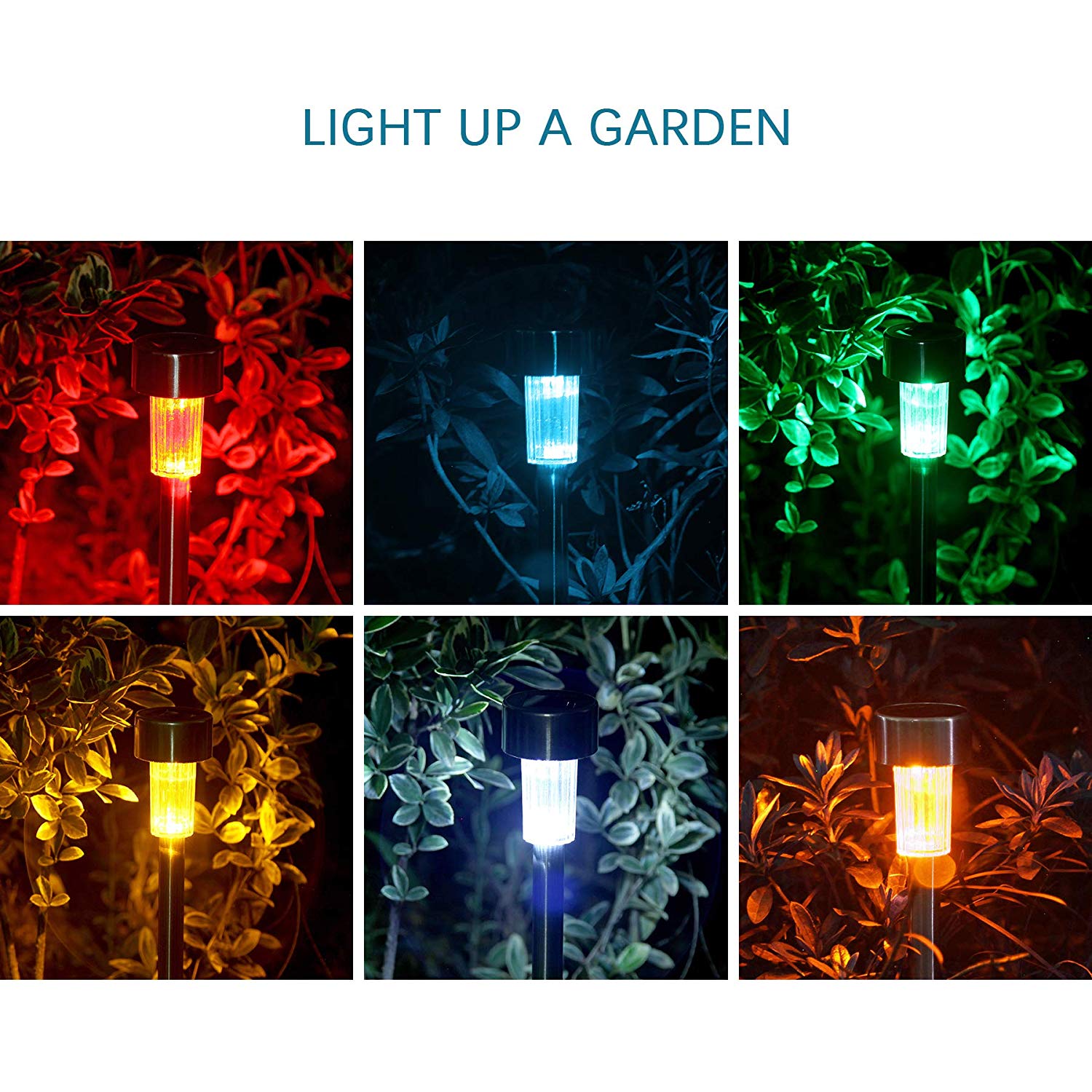 Gvieevol 12Pack 6Color Solar Garden Lights/Path Lights， Stainless Steel Led Pathway Landscape Lighting for Patio， Yard - Multi-Color