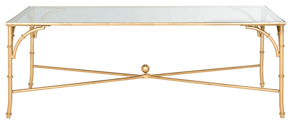 Rico Coffee Table Gold/ Tempered Glass Top   Modern   Coffee Tables   by Virgil Stanis Design  Houzz