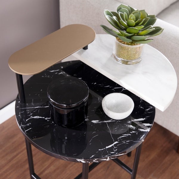 SEI Furniture Aasen Contemporary Black Stone Side Table