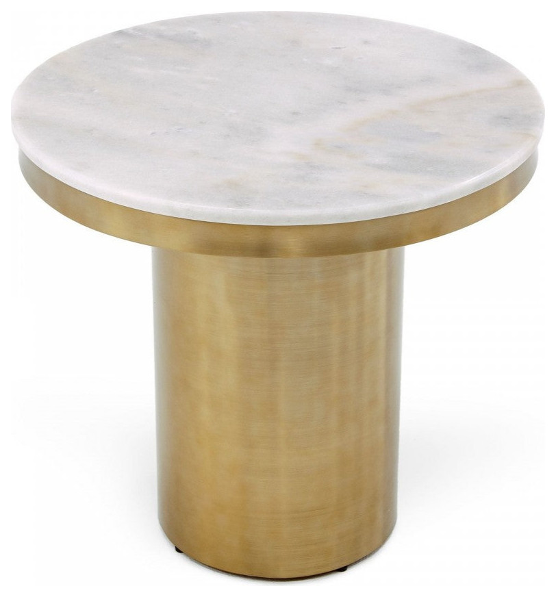 Piotr Glam White and Gold End Table   Contemporary   Side Tables And End Tables   by V.S.D Furniture  Houzz