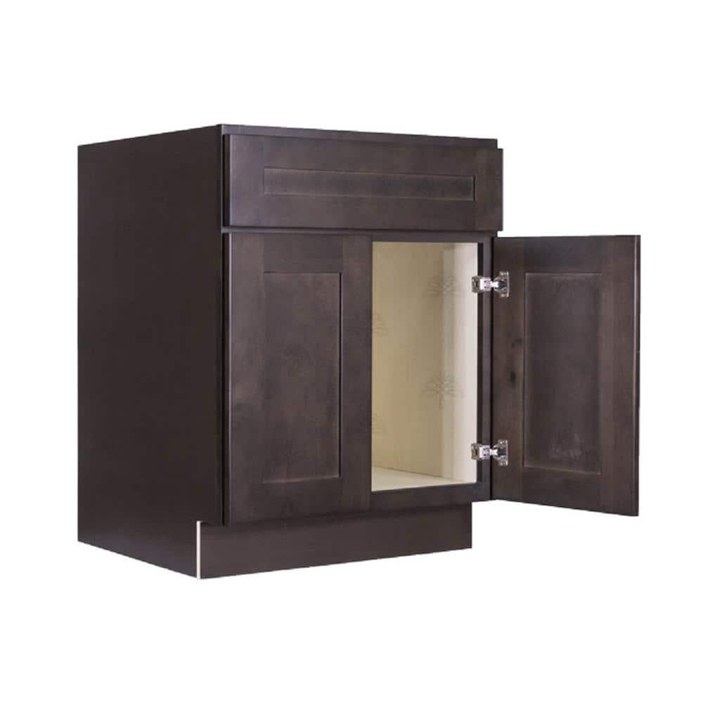 LIFEART CABINETRY Lancaster Shaker Assembled 24 in W x 21 in D x 33 in H Bath Vanity Cabinet with 2 Doors in Vintage Charcoal