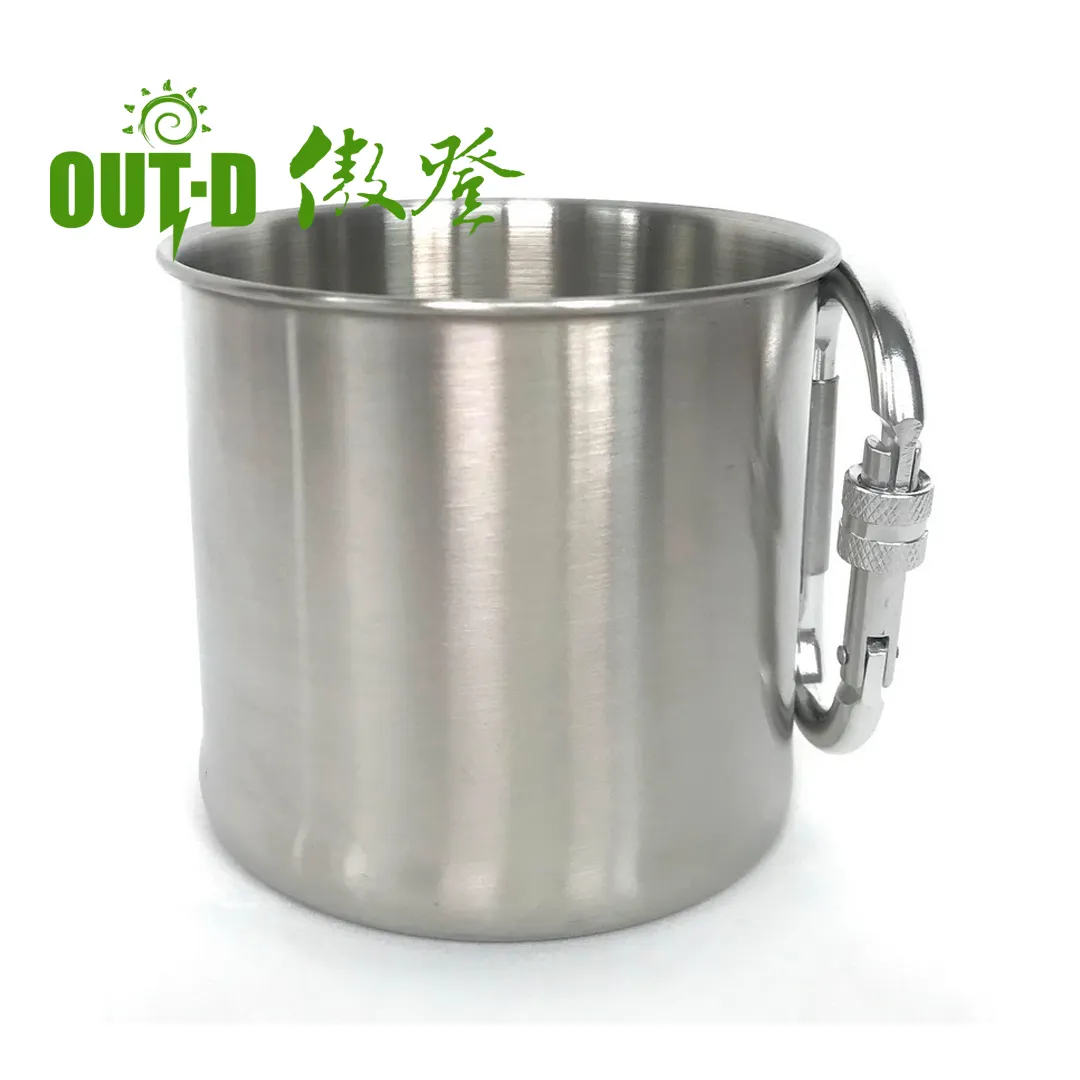 Wholesale Stainless Steel mug with folding handle 500ML for Outdoor Camping climbing