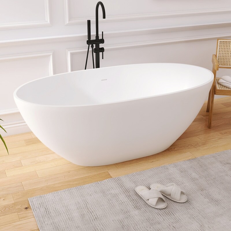 Alvana 61'' x 29.5'' Freestanding Soaking Solid Surface Bathtub