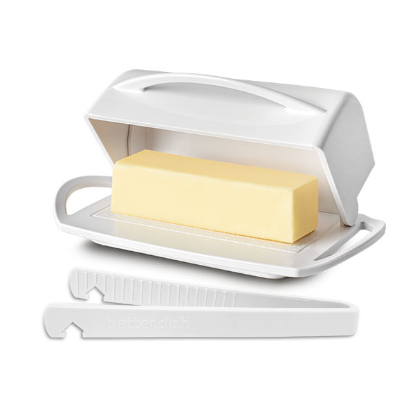 Better Dish Butter Dish and Toster Tongs， White