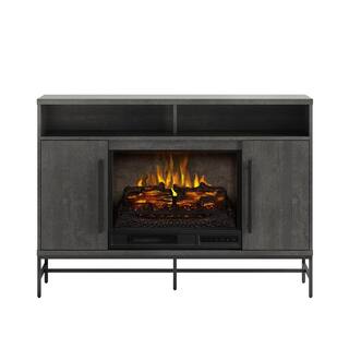 SCOTT LIVING KAPLAN 48 in. Freestanding Media Console Wooden Electric Fireplace in Gray Fawn Aged Oak HDSLFP48L-1A