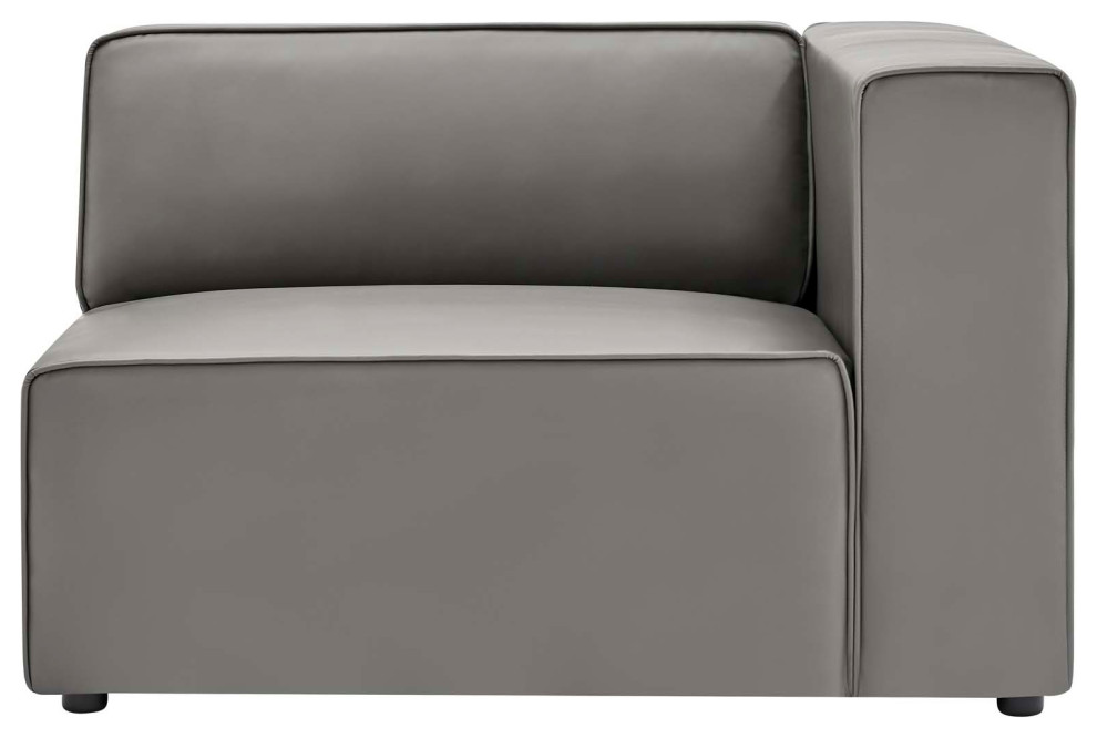 Sectional Sofa Set  Faux Vegan Leather  Gray  Modern  Lounge Hospitality   Transitional   Sectional Sofas   by House Bound  Houzz