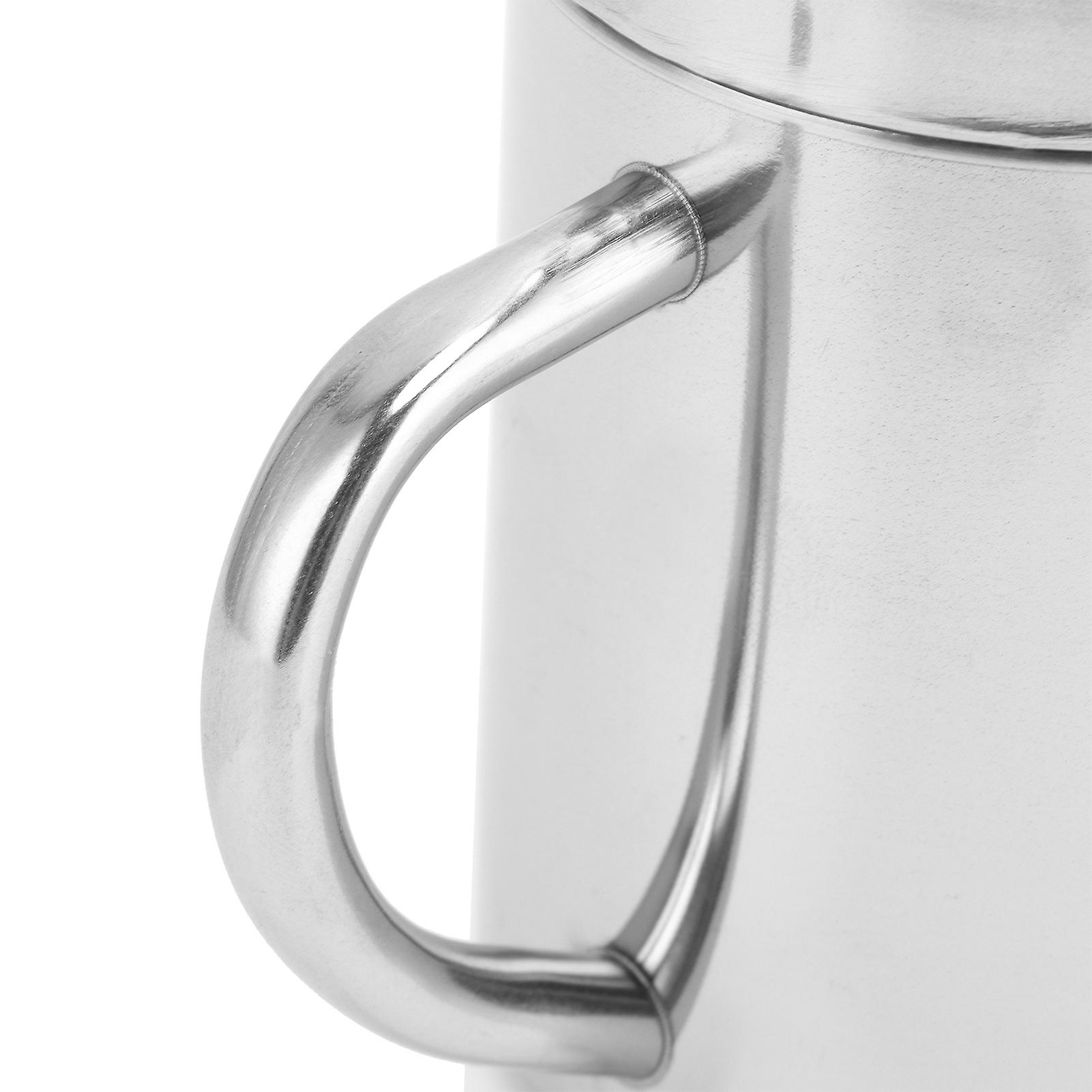 Tea Cup Portable 304 Stainless Steel Water Cup with Lid Handle Drinking Milk Cup for Home Outdoor Travel304 Silver with Lid 200ML