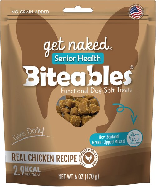 Get Naked Biteables Functional Senior Health Real Chicken Recipe Dog Treats， 6-oz bag