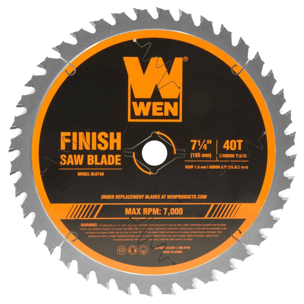 WEN 7.25 in. 40-Tooth Carbide-Tipped Professional Finish Saw Blade for Miter Saws and Circular Saws BL0740