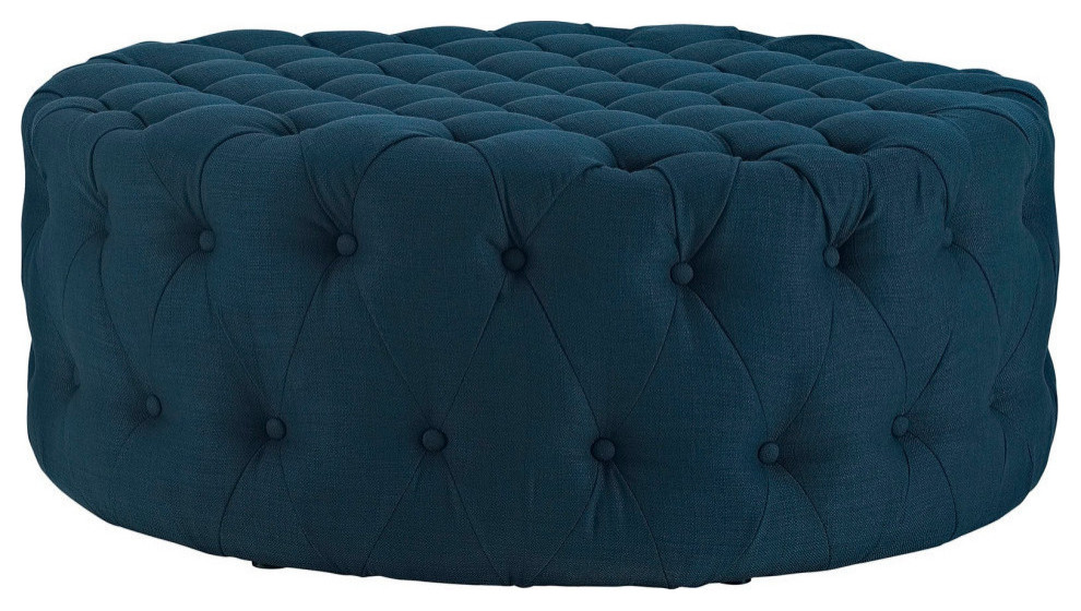 Mara Azure Upholstered Fabric Ottoman   Modern   Footstools And Ottomans   by Rustic Home Furniture Deco  Houzz