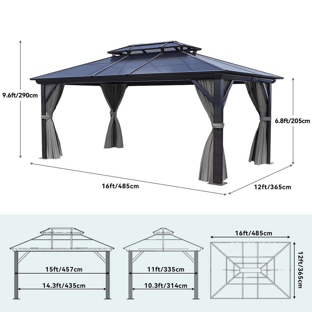 Outdoor Metal Patio Gazebo With Tiered Roof