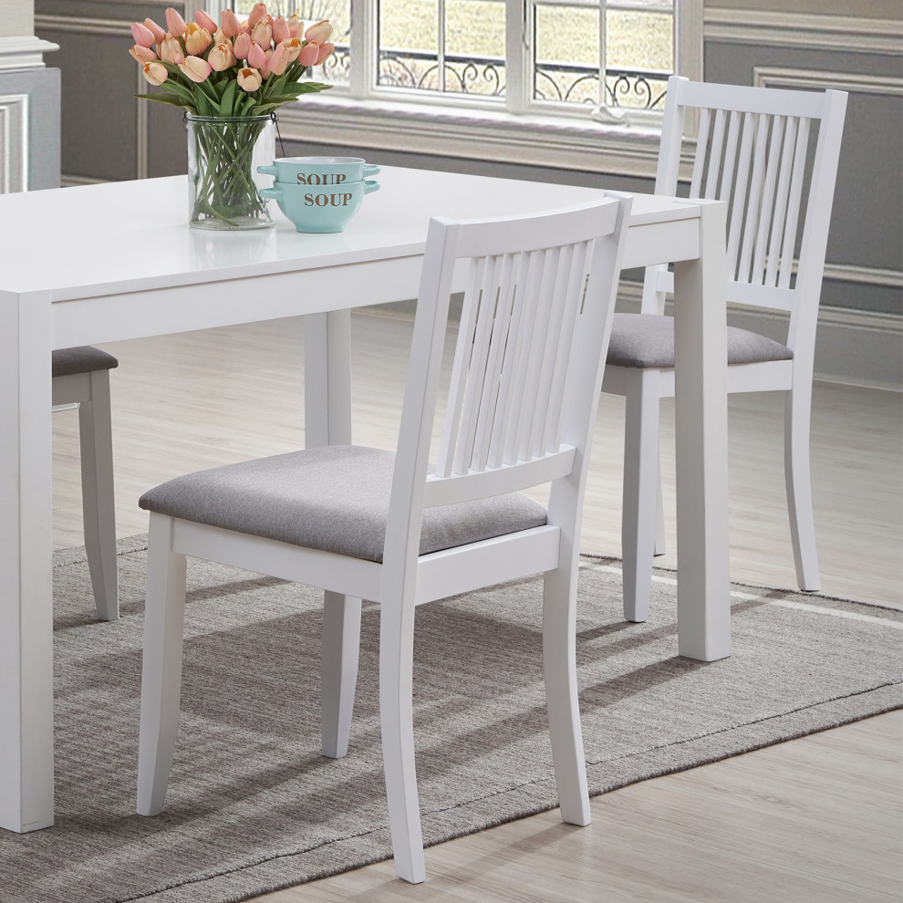 Set of 2 Slat Back Cushioned Seat Wood Chairs   Transitional   Dining Chairs   by Duhome inc  Houzz