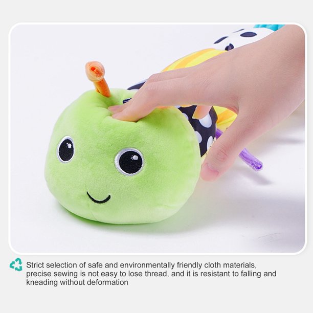 ISHANTECH Stuffed Caterpillar Baby Toys Musical Soft Infant Toy Sensory Plush Toys Crinkle Rattle with Ring Bell Design for Crawling Babies Boys Girls Newborn Preschool Toddler 3+ Month Green