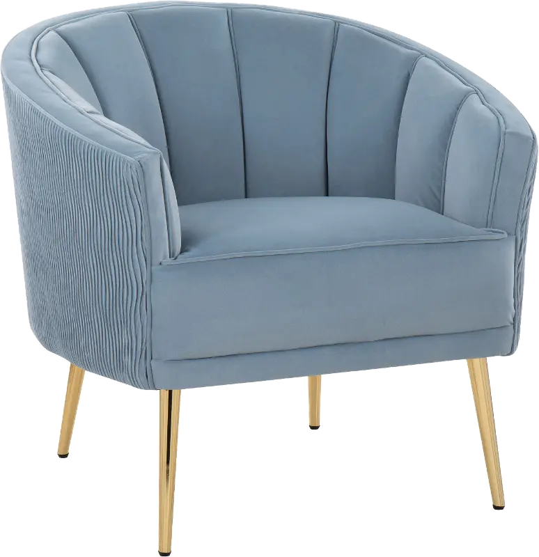 Tania Light Blue Pleated Waves Glam Accent Chair