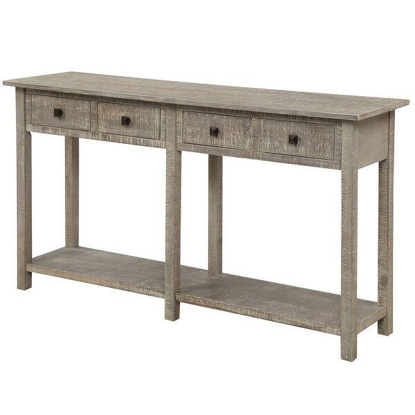 59-in Grey Rustic Console Table Texture Entryway Table