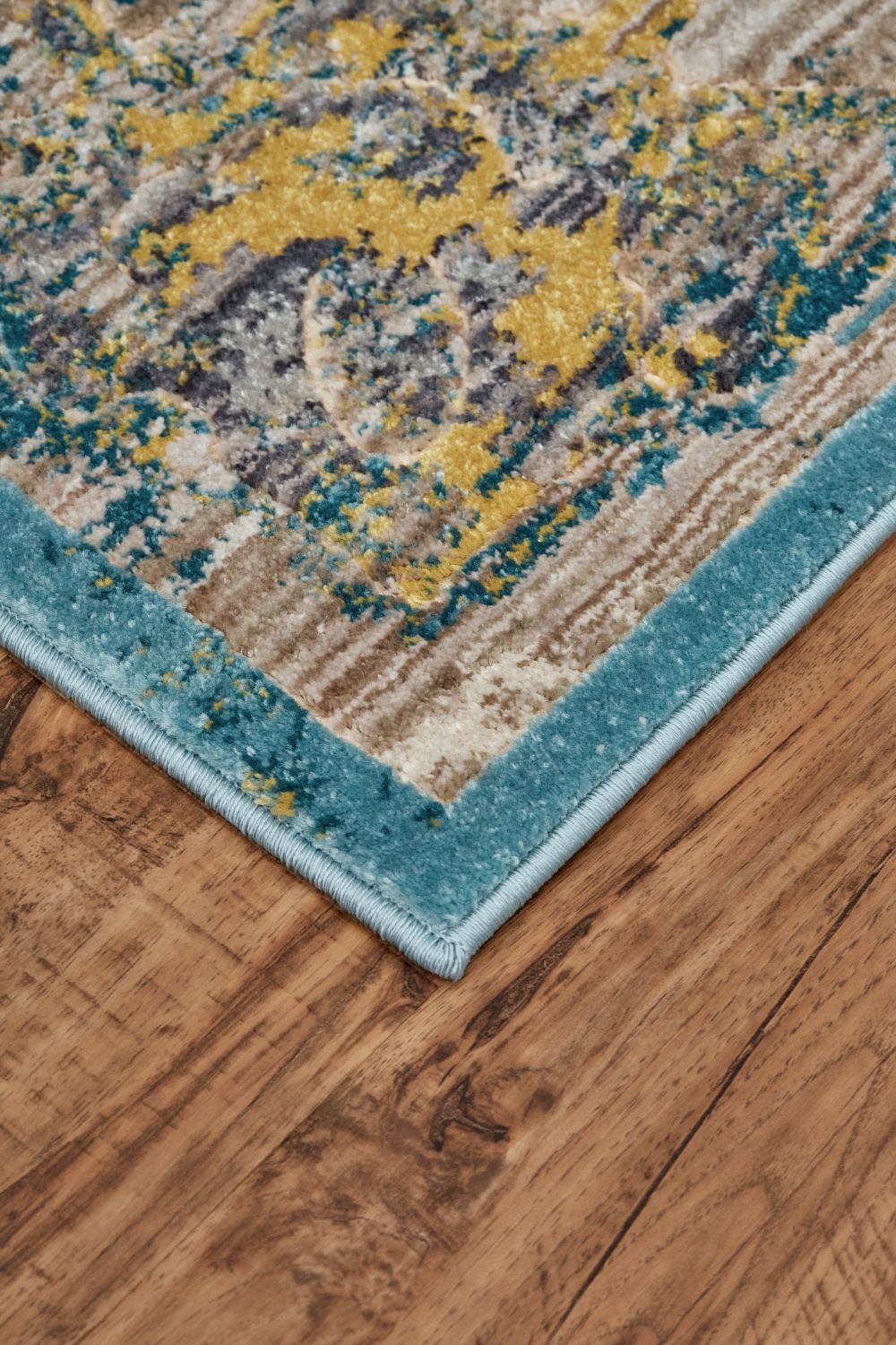 Arsene Teal and Yellow Rug by BD Fine