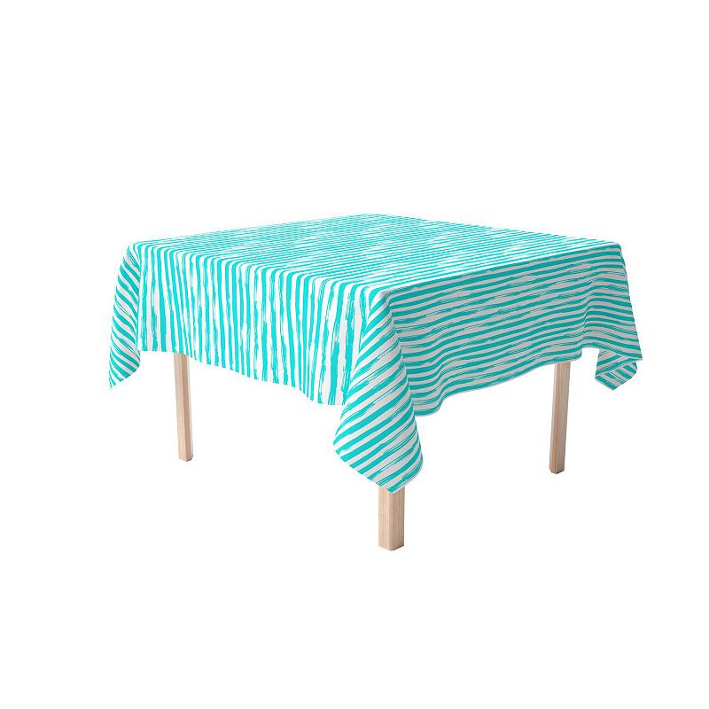 Square Tablecloth， 100% Cotton， 60x60， Aqua Summer Stripe