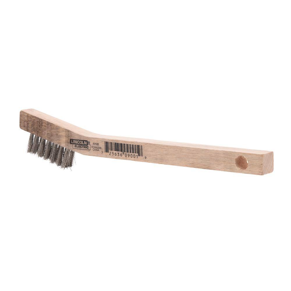 Lincoln Electric 8 in. Long Wooden Handled Stainless Steel Welding Wire Brush (.3 in. x 1.6 in. Bristle Area 3 x 7 Row) KH580