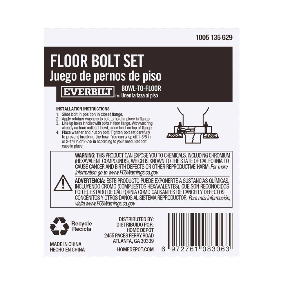 Everbilt 14 in. x 3-12 in. Snap-Off Design Toilet Bowl-To-Floor Bolt Set 1000055104