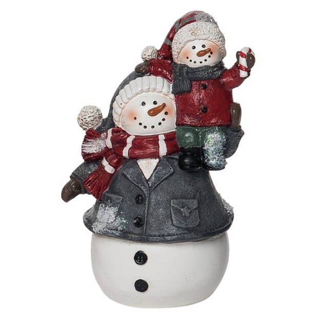 Transpac Resin 7 In Multicolored Christmas Quilted Snowman Piggyback Figurine