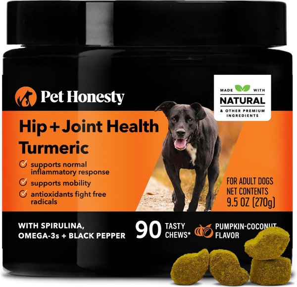 PetHonesty Hip + Joint Health Turmeric Pumpkin and Coconut Flavored Soft Chews Joint Supplement for Dogs