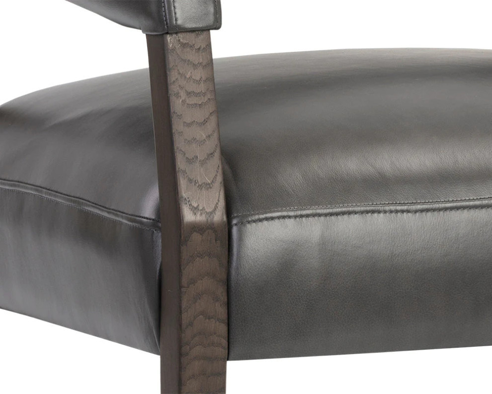 Keagan Lounge Chair  Brentwood Charcoal Leather   Transitional   Armchairs And Accent Chairs   by Peachtree Fine Furniture  Houzz