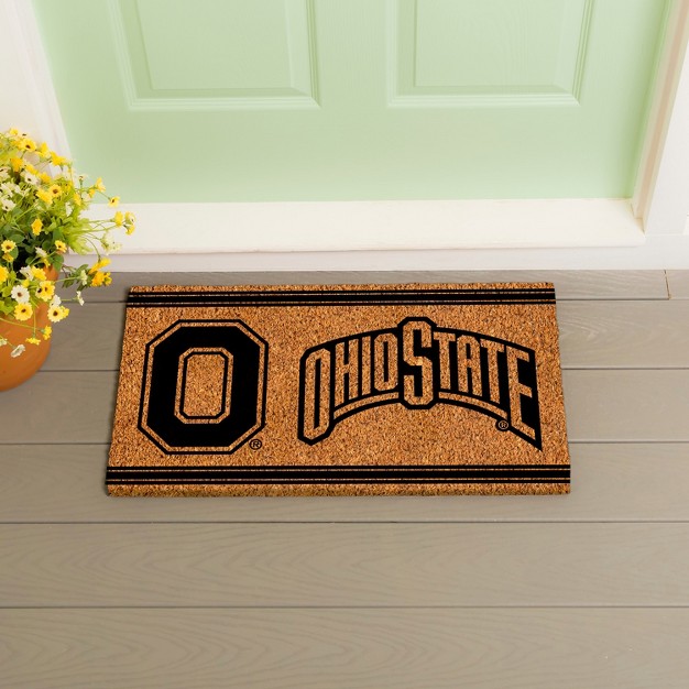 Evergreen Ohio State University Logo Turf Mat Brown 28 X 16 Inches Indoor Outdoor Doormat