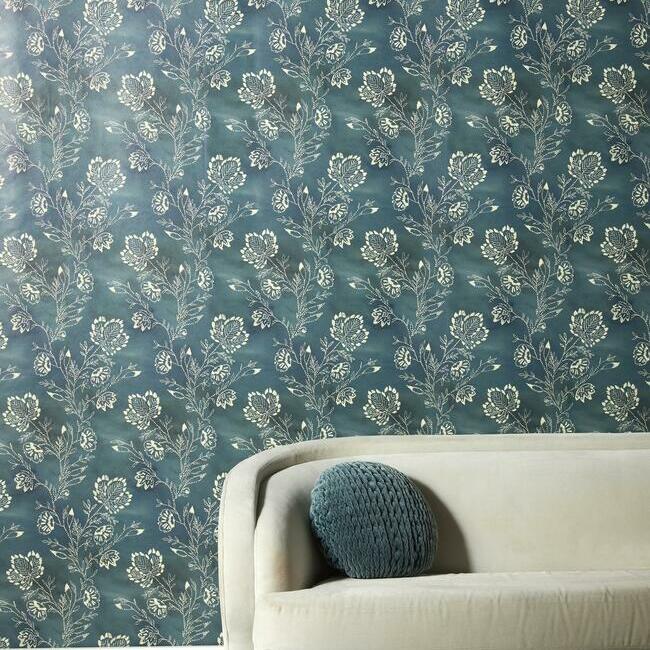 Barbier Wallpaper in Blue from the Lemieux Et Cie Collection