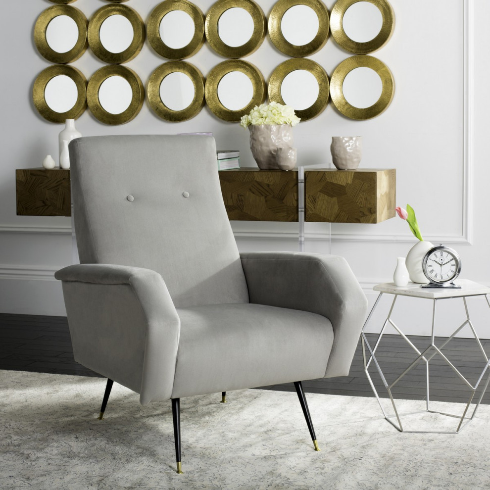 David Velvet Retro Mid Century Accent Chair Gray   Midcentury   Armchairs And Accent Chairs   by V.S.D Furniture  Houzz