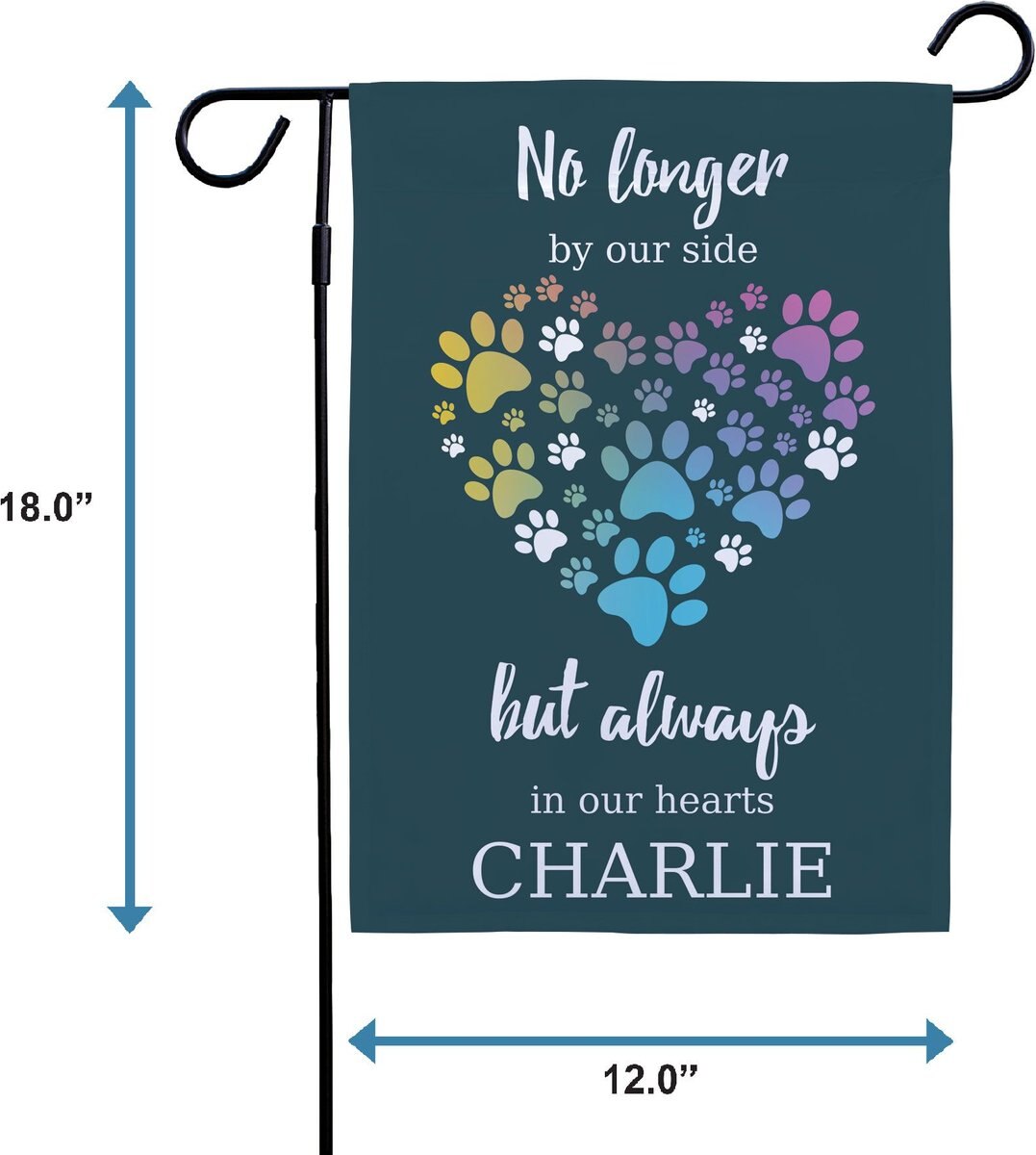 Frisco Personalized Double Sided Printed Memorial Paws Heart Garden Flag