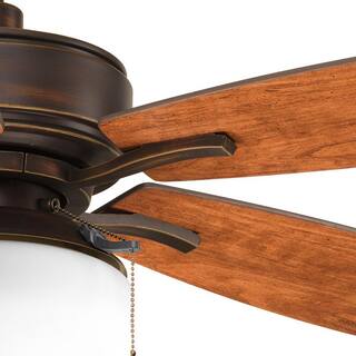 Progress Lighting Billows Collection 52 in. LED Indoor Antique Bronze Rustic Ceiling Fan with Light Kit P2552-20