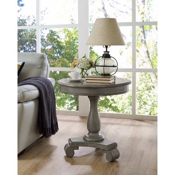 Copper Grove Sierra Round Wood Pedestal Side Table