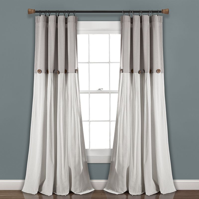 Lush Decor Linen Button Window Curtain Panel