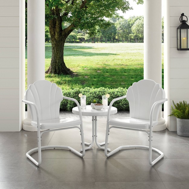 Tulip 3pc Outdoor Metal Seating Set White Crosley