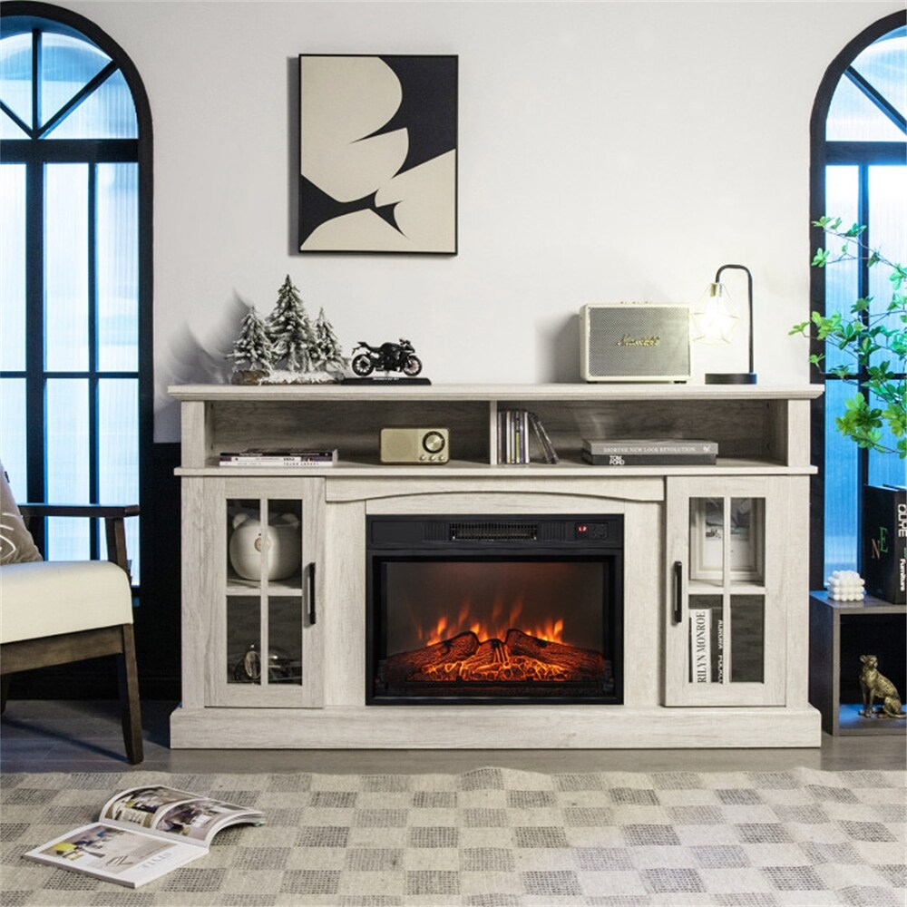 Mordern Fireplace TV Stand for TVs Up to 65 Inch with Cabinets