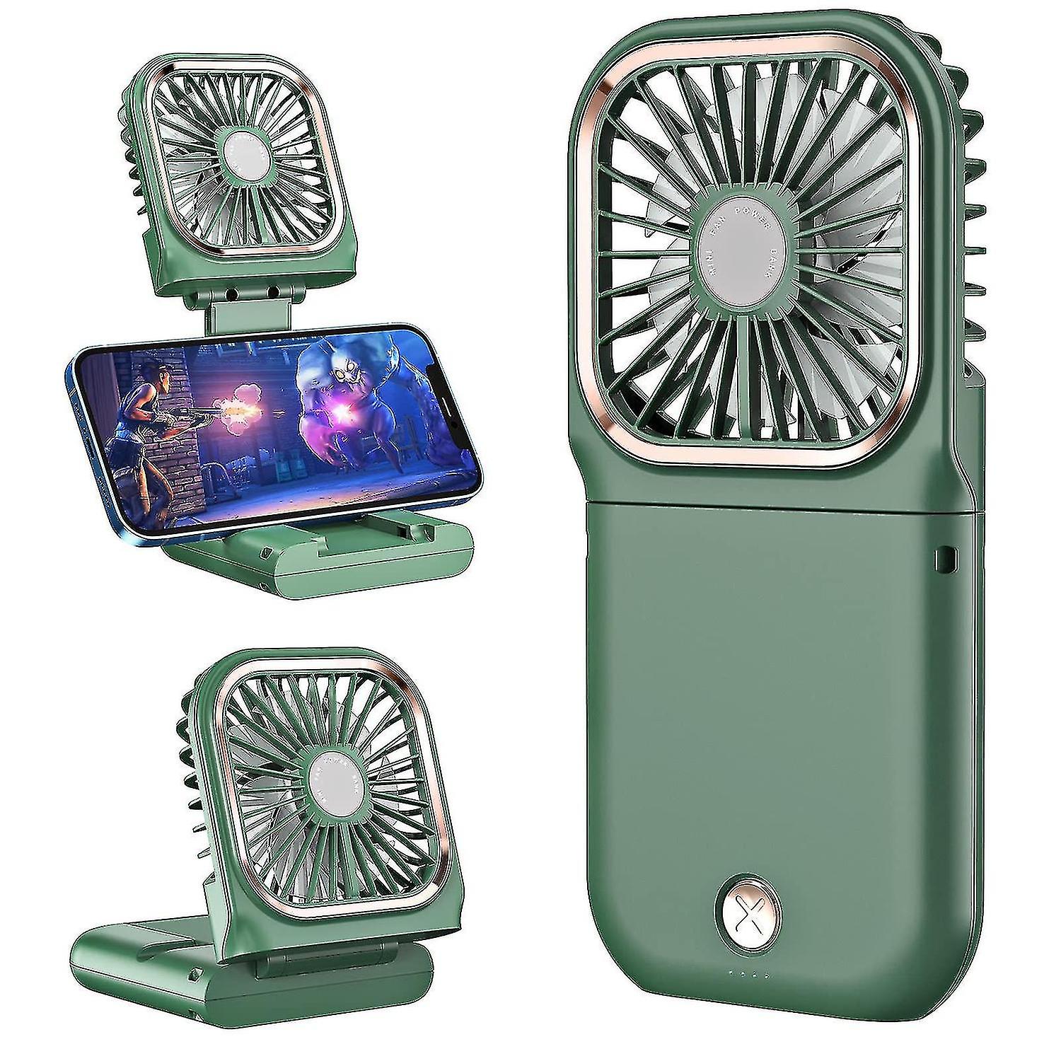 Portable Handheld Mini Fan， Foldable Usb Rechargeable Mini Fan ，3000 Mah Power Bank 3 Speeds Hanging