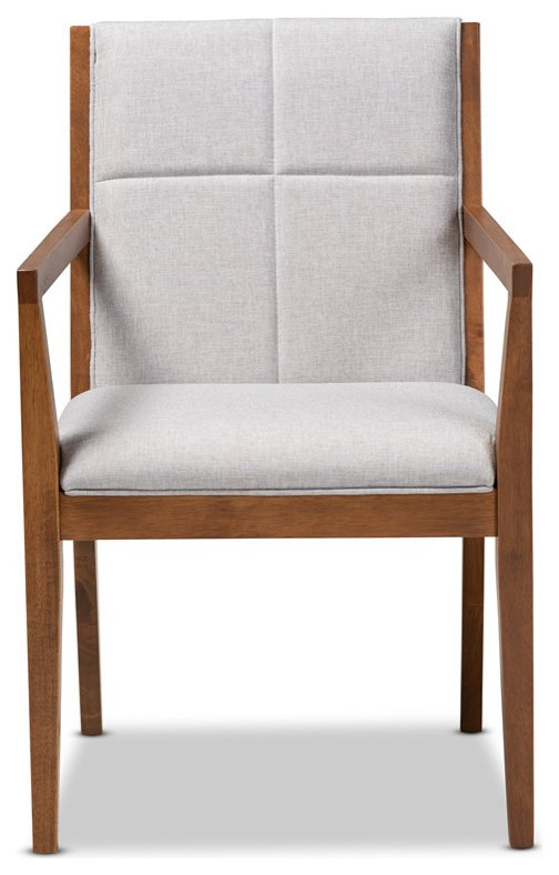 Baxton Studio Theresa Grayish Beige Upholstered Wood Accent Chair (Set of 2)   Midcentury   Armchairs And Accent Chairs   by Homesquare  Houzz