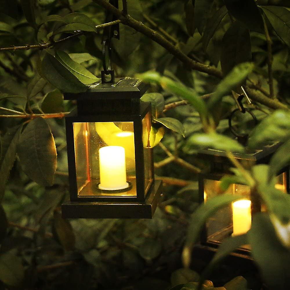 Solar Led Lantern， Vintage Solar Powered Waterproof Hanging Umbrella Lantern Candle Lights(4pcs)